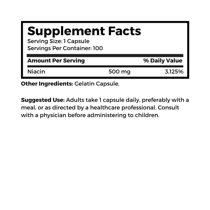 GNP NIACIN FL FREE 500 MG CAP 100