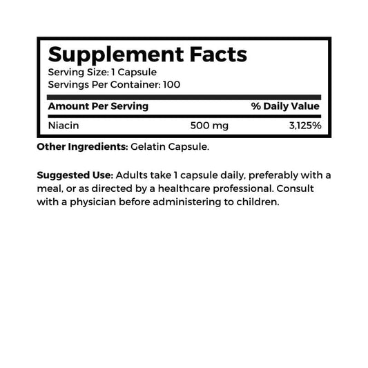 GNP NIACIN FL FREE 500 MG CAP 100