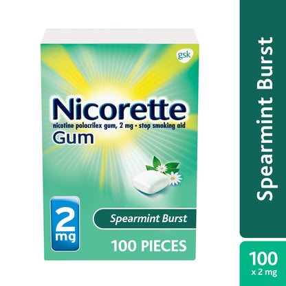NICORETTE GUM 2MG SPEARMINT BURST 100 CT