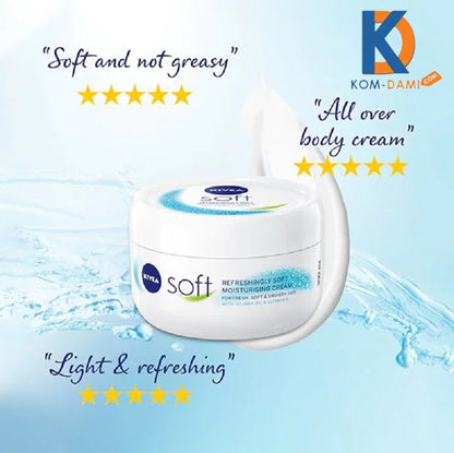 Nivea Soft Moisturizing Cream Face/Body/Hands 6.8oz Jar
