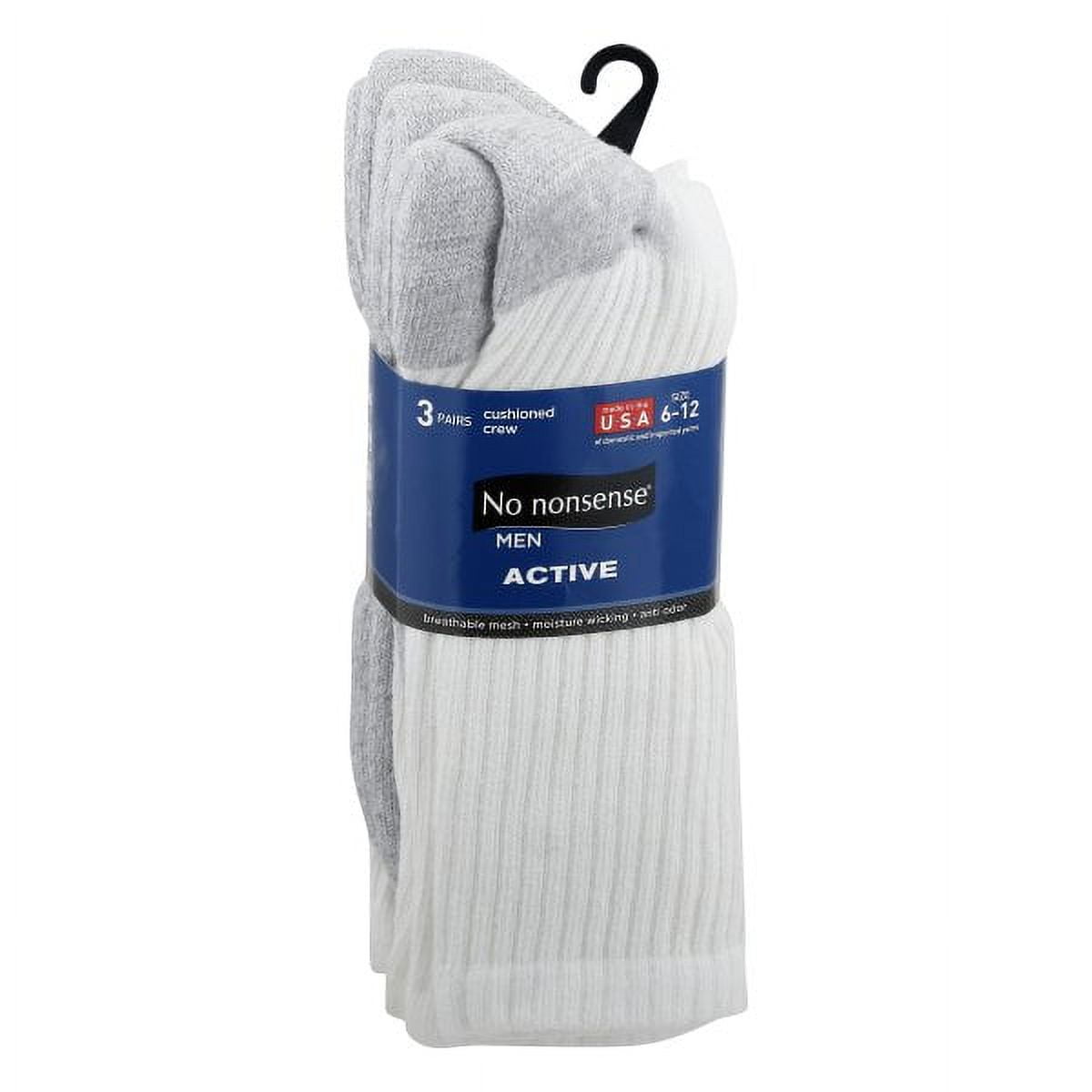 No Nonsense Men's Active Cushion Crew Socks, 3 pack