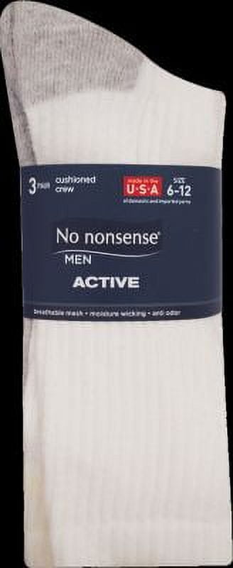 No Nonsense Men's Active Cushion Crew Socks, 3 pack