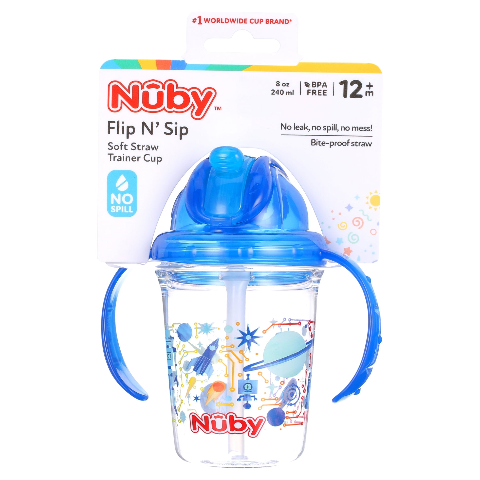 Nuby FlipNSip Silicone Straw Cup with Handles Pink