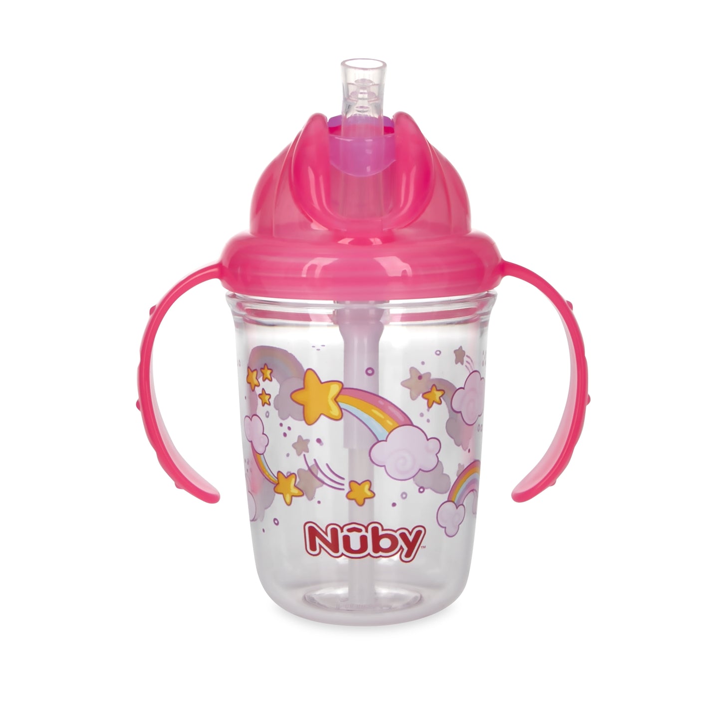 Nuby FlipNSip Silicone Straw Cup with Handles Pink