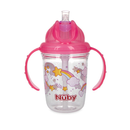 Nuby FlipNSip Silicone Straw Cup with Handles Pink