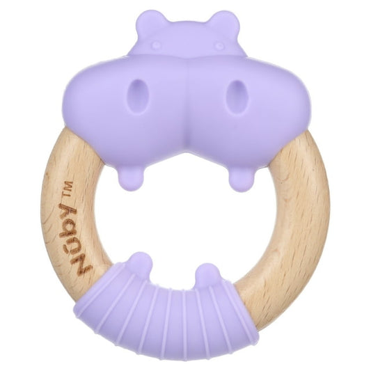 Nuby Natural Silicone & Wood Teething Ring - Gray