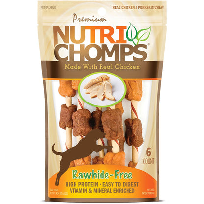 Paws Happy Life Rawhide Free Dog Chew Kabobs Wrapped with Real Chicken and Duck, 6 Count