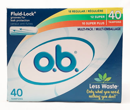 O.B. Tampons 18 Regular - 12 Super-10 Super Plus Fluid Lock