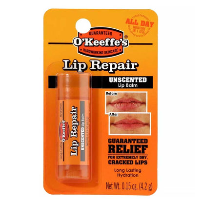O' Keeffes Lip Repair Lip Balm Tube Unscented 0.35oz (6in)