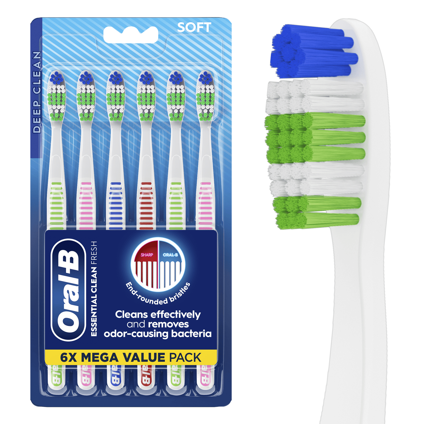 Oral-B Toothbrush Essential Clean Fresh Soft 6 Count