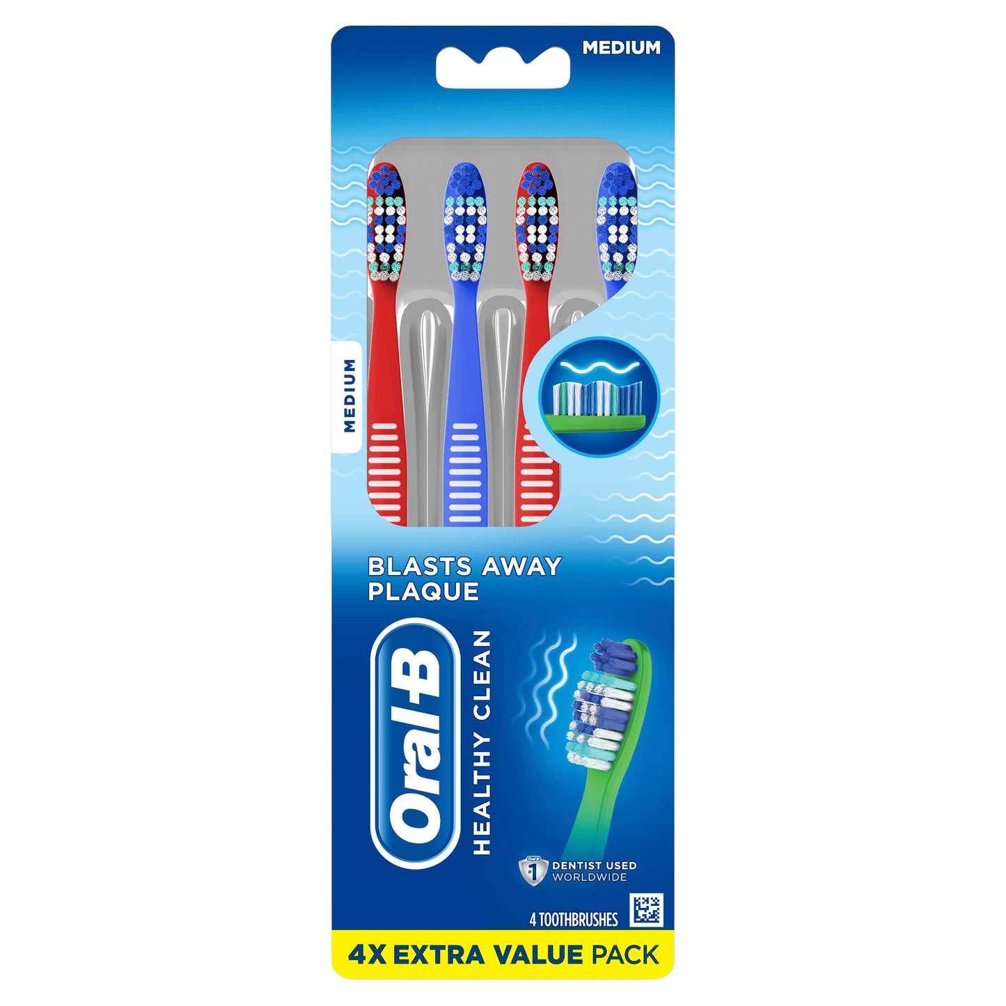 Oral-B Toothbrush Healthy Clean Medium 4 Count Value Pk