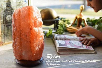 HIMALAYAN SALT SALT LAMP,12IN WOOD BASE