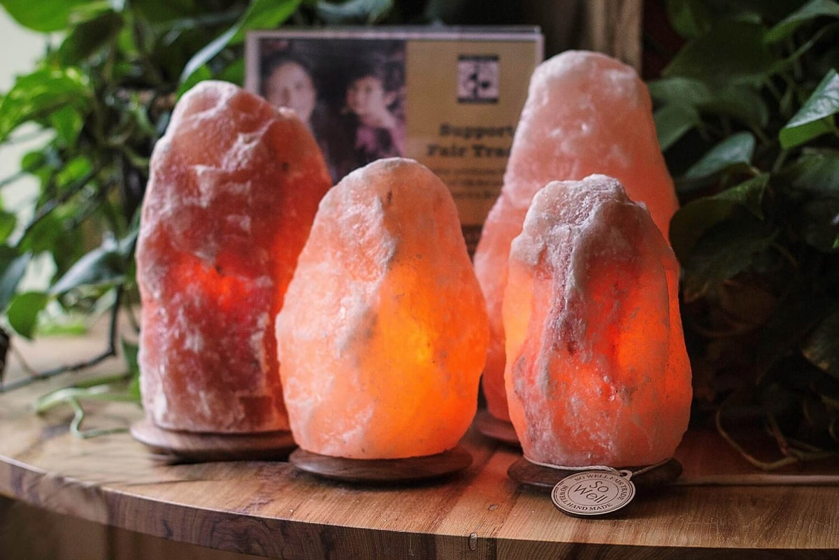 HIMALAYAN SALT SALT LAMP,WOOD BASE,7-8IN
