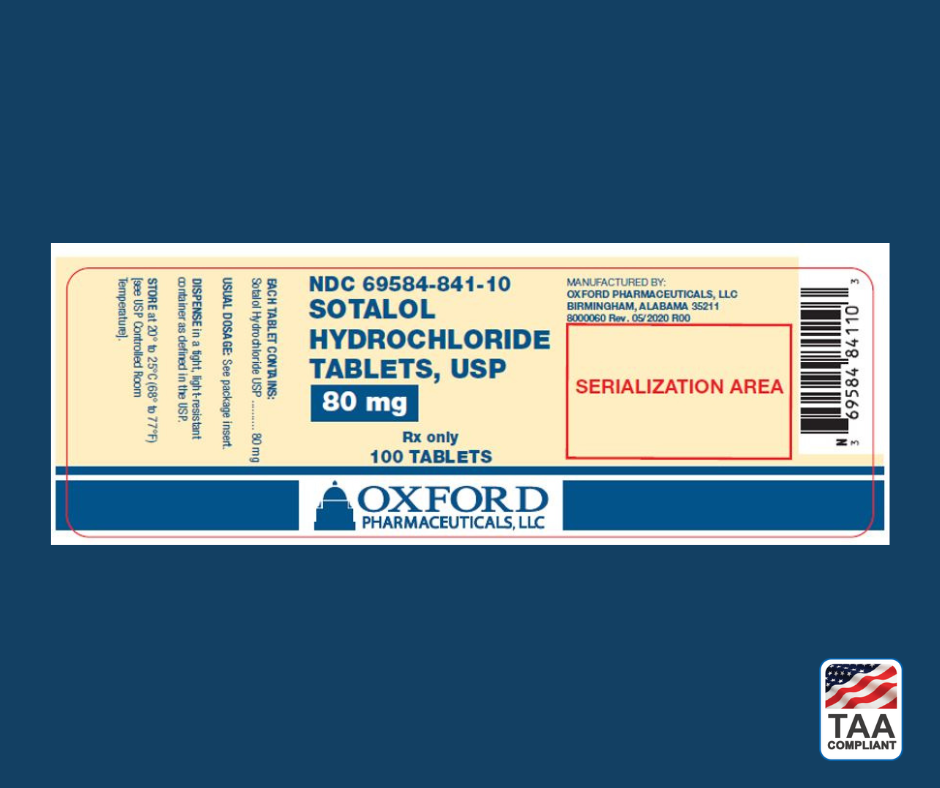 SOTALOL AF TB 80MG 100 CPLT