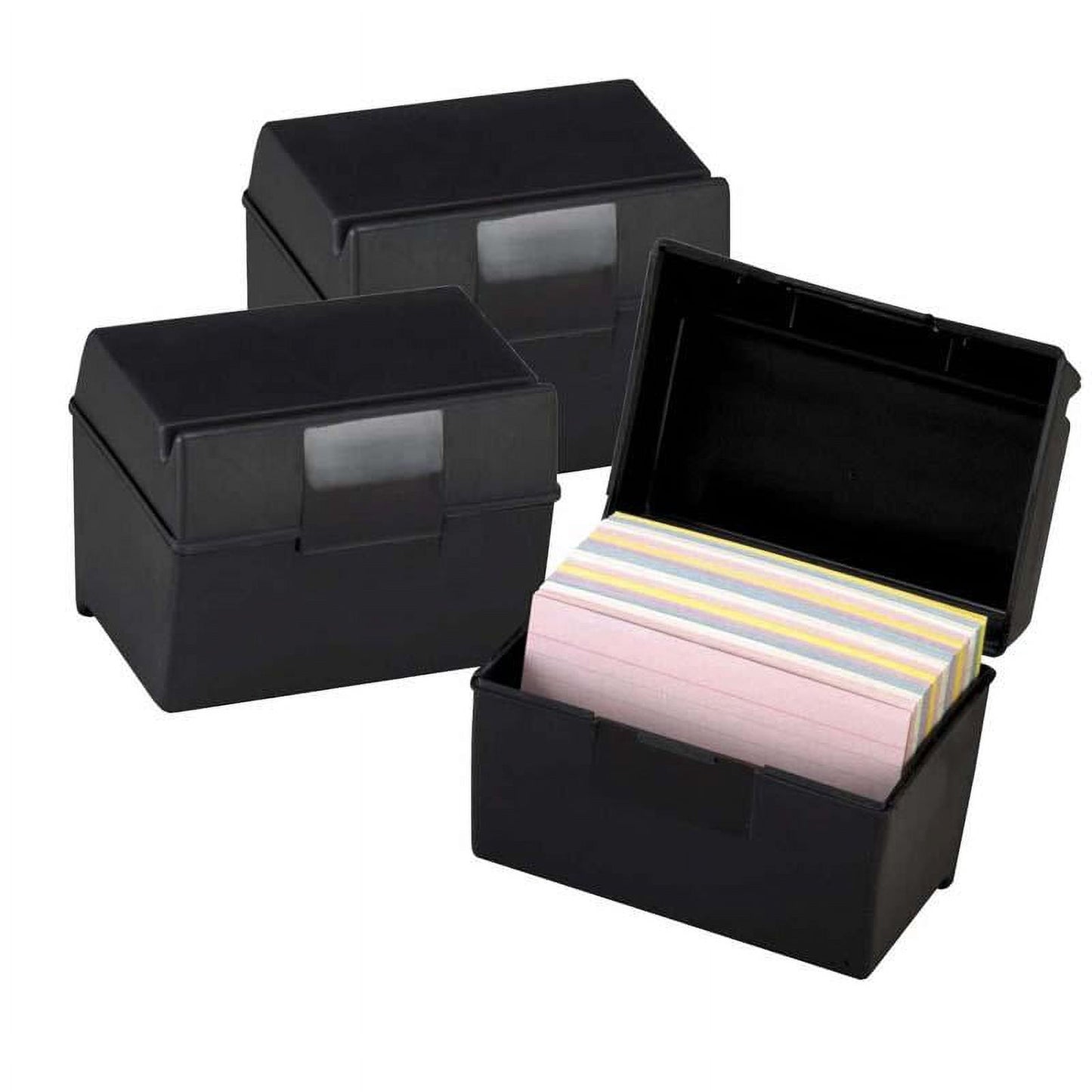 Oxford Plastic Index Card Boxes, 3" x 5", Black