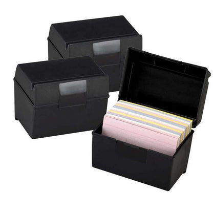 Oxford Plastic Index Card Boxes, 3" x 5", Black