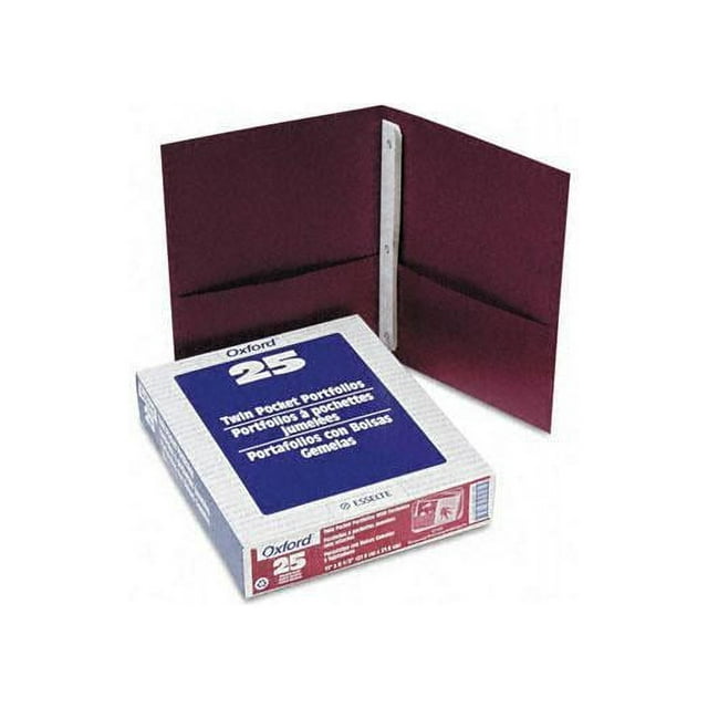 Oxford® Twin Pocket Folder, Letter Size, Red, 25 per box