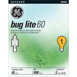 GE Lighting 97495 60 Watt Yellow Bug Light Bulbs, 2 Pack
