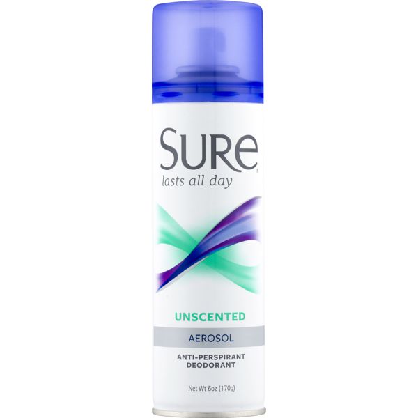 Sure Deodorant Antiperspirant Unscented Aerosol 48Hr 6oz