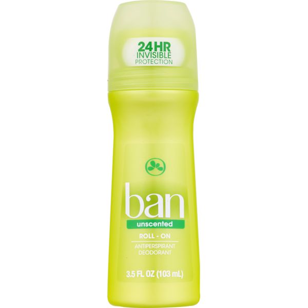 Ban Deodorant 3.5oz Roll-On Unscented 24Hr Protection