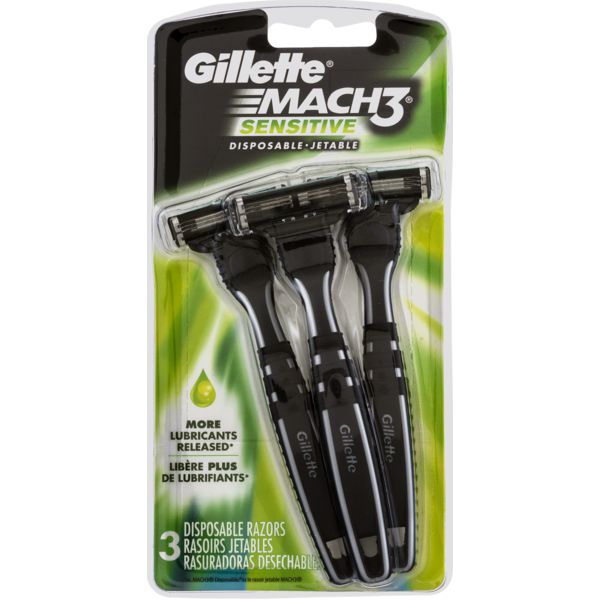 Gillette Mens Mach 3 Razor Disposable Sensitive 7 Count