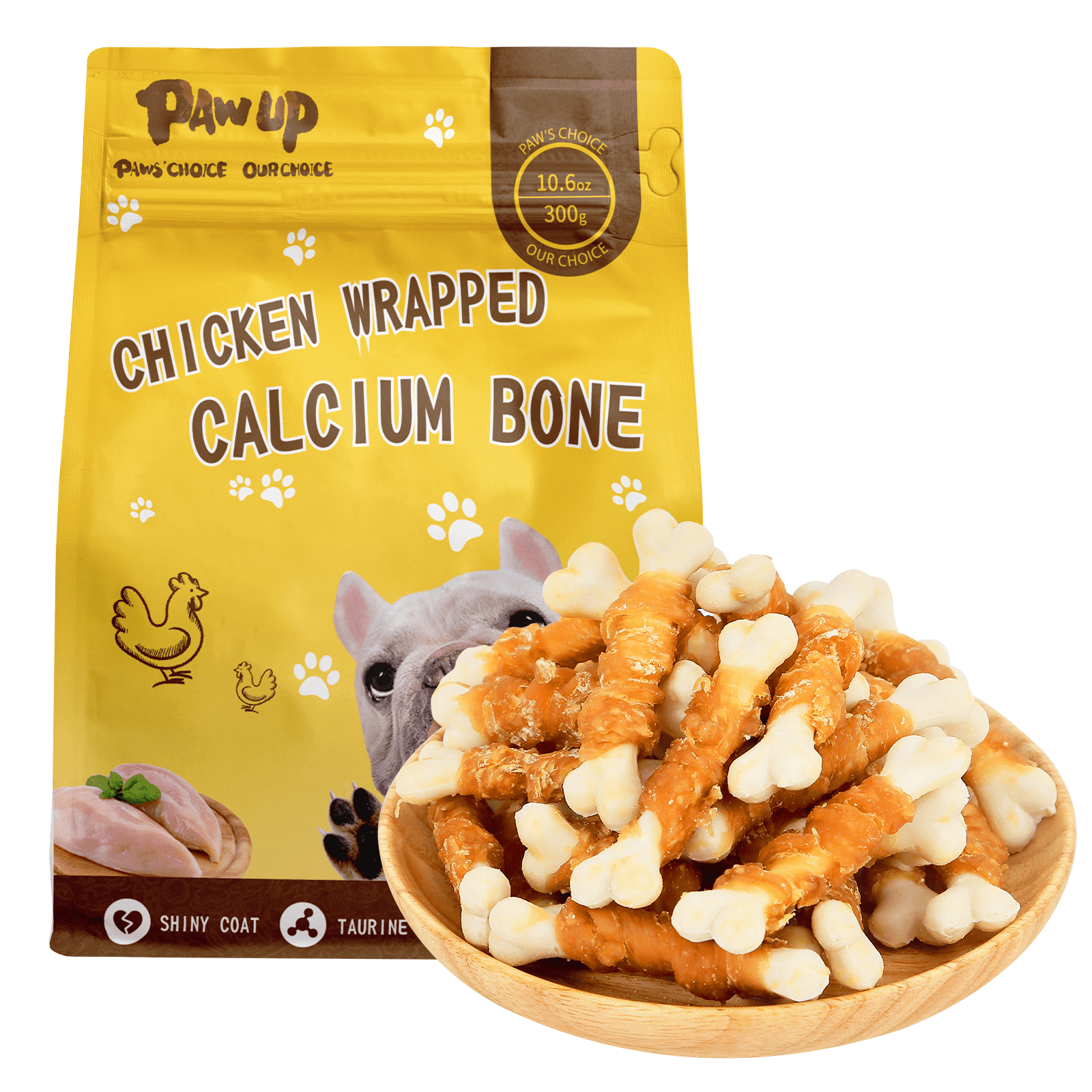 Paws Happy Life Rawhide Free Dog Combo Bones, Wrapped with Real Chicken, 6 count