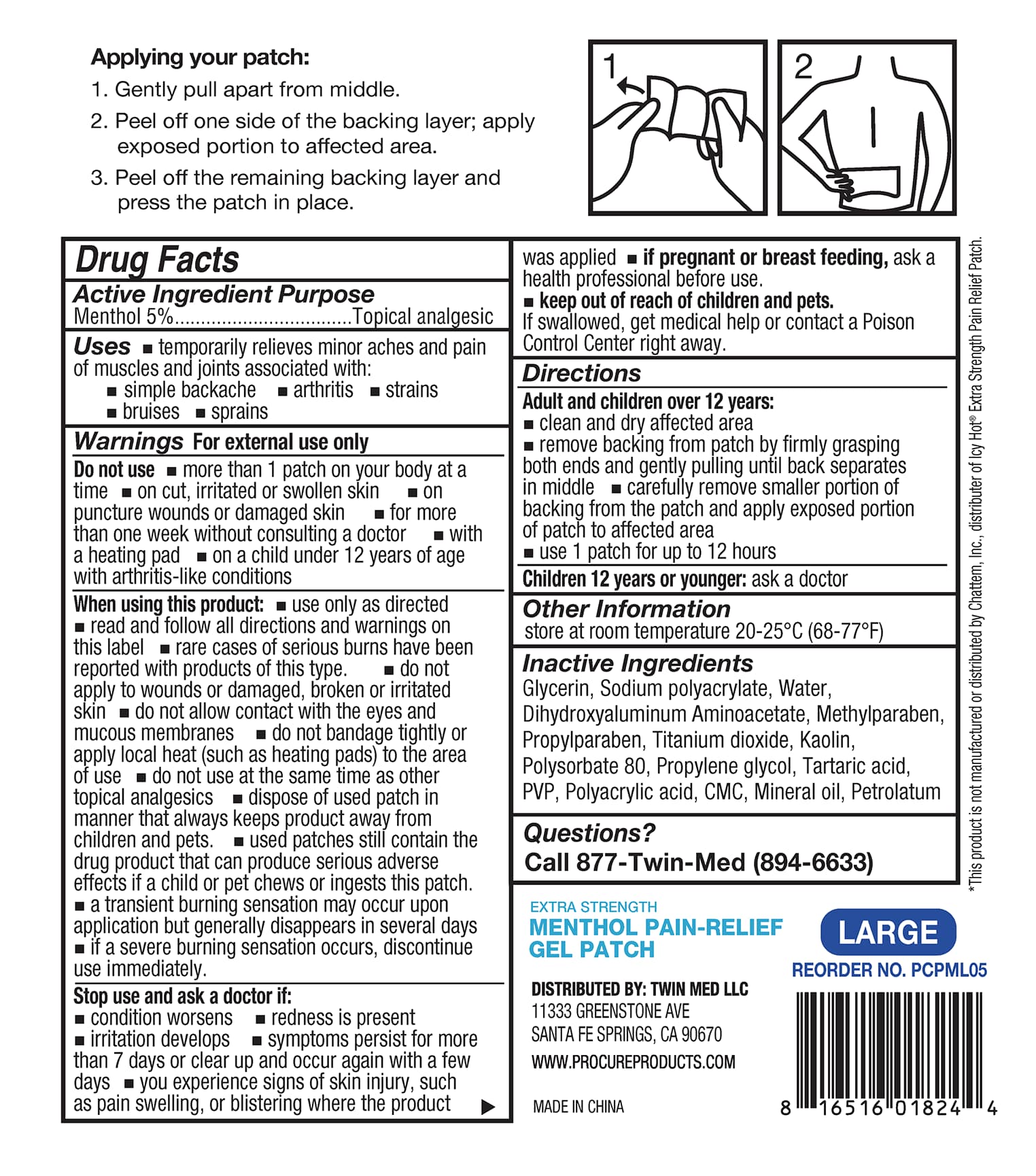 GNP MENTHOL PAIN RELIEF PATCH 5CT