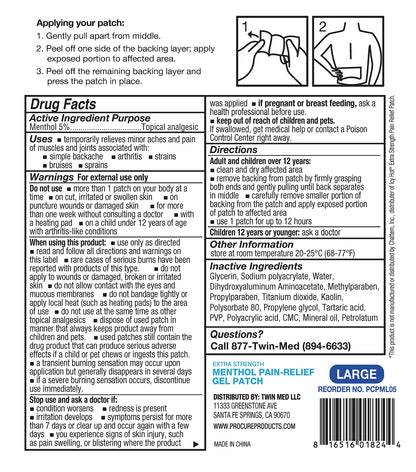 GNP MENTHOL PAIN RELIEF PATCH 5CT