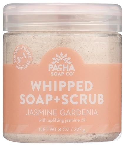 PACHA SOAP CO WHIPPED SOAP + SCRUB, JASMINE GARDENIA 8 OZ