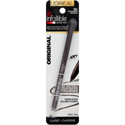 L'ORÉAL PARIS Infallible Never Fail Pencil Eyeliner with Built in Sharpener, 591 Carbon Black, 0.008 oz.