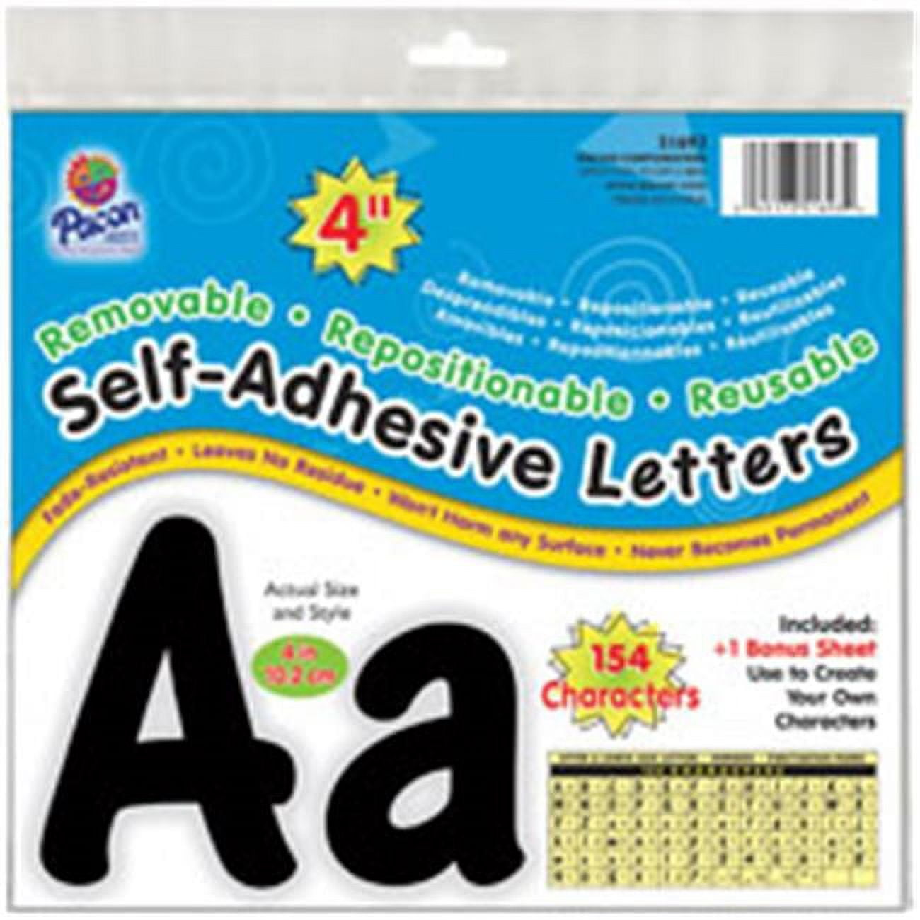 Pacon Self-Adhesive Letters, Classic Font, 1" and 2", Black - 276 Characters