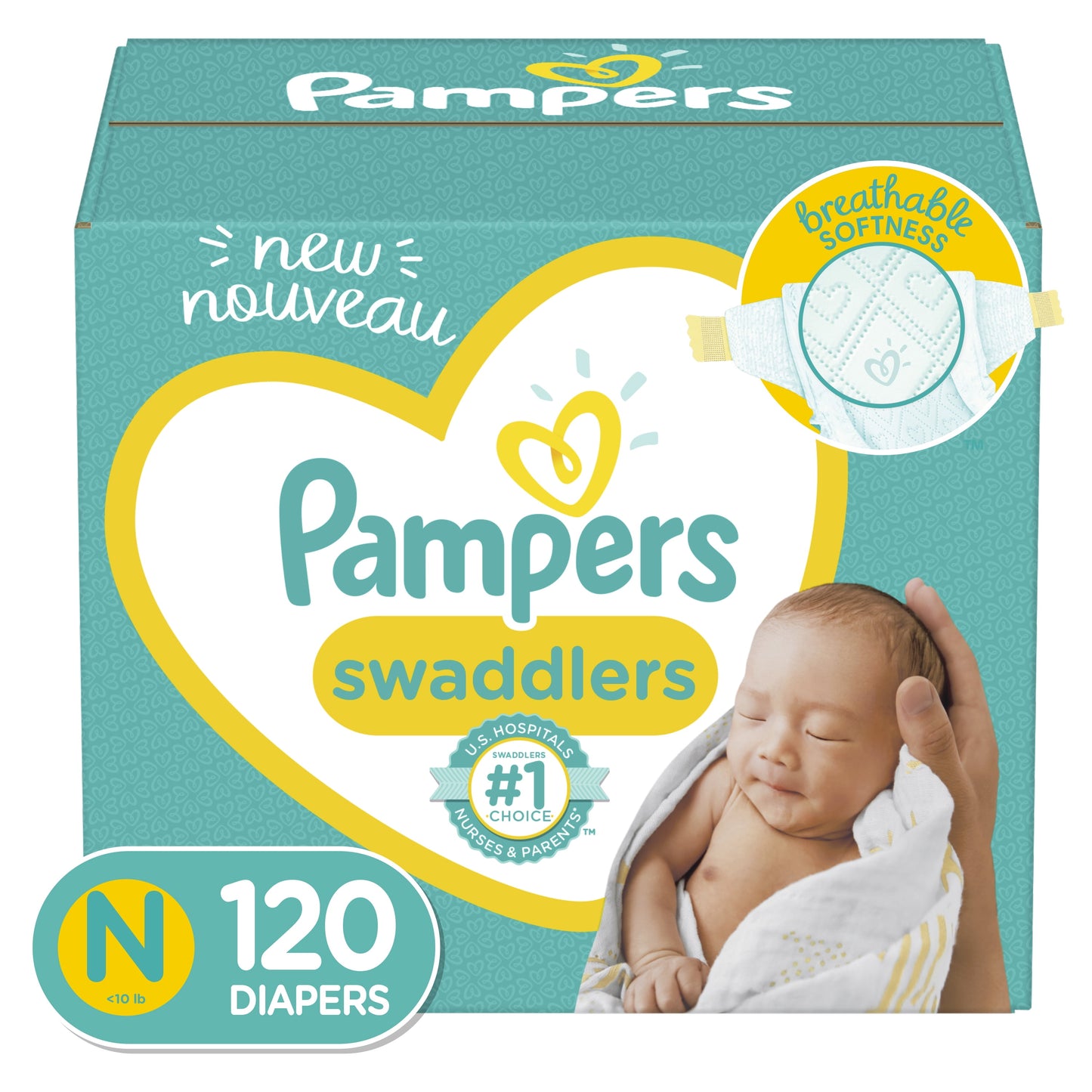 PAMPERS DPR SWADDLER SIZE N 140CT DS