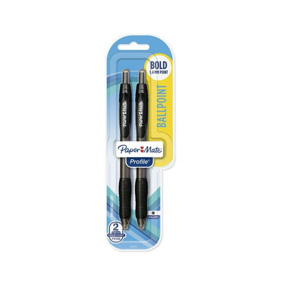Paper Mate Profile Retractable Ballpoint Pens - Black Ink, 2 pack