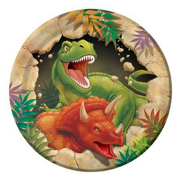Blue & Green Dinosaur 7" Desert Party Plates, 8 count