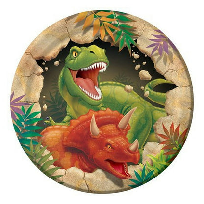 Blue & Green Dinosaur 7" Desert Party Plates, 8 count