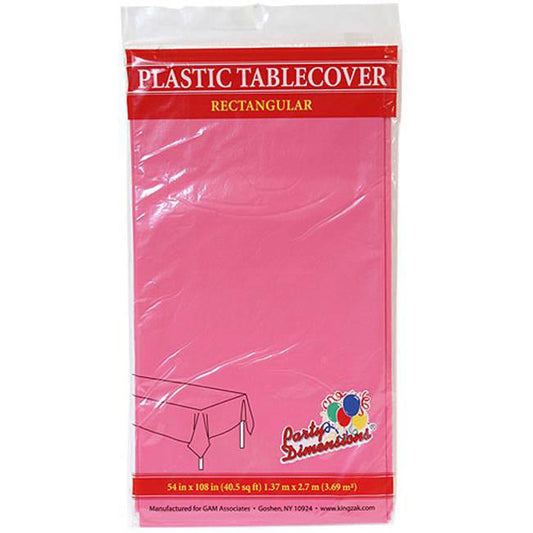 Unique Solid Rectangular Plastic Table Cover, 54" x 108" - Hot Pink