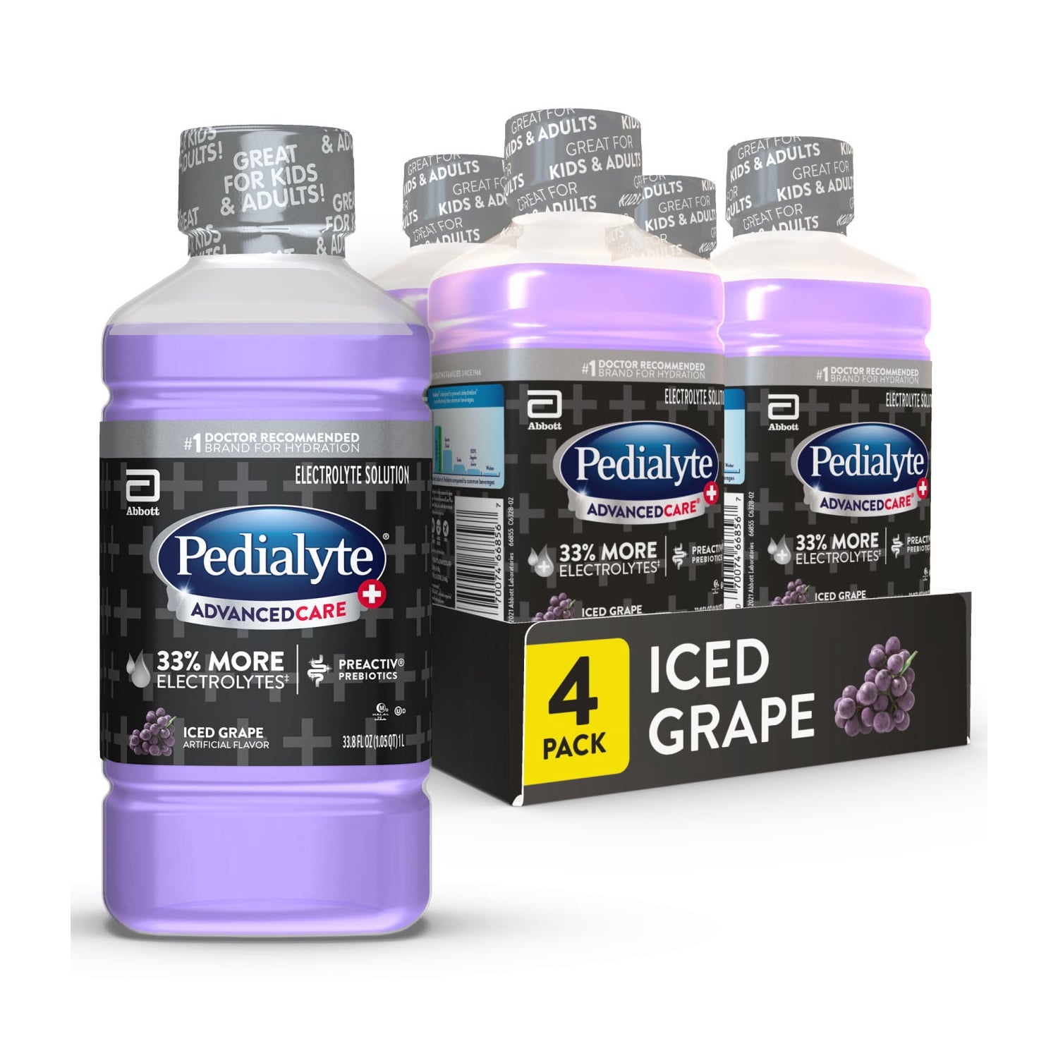 PEDIALYTE ADV PLUS LIQ ICED GRAPE 4X1LT