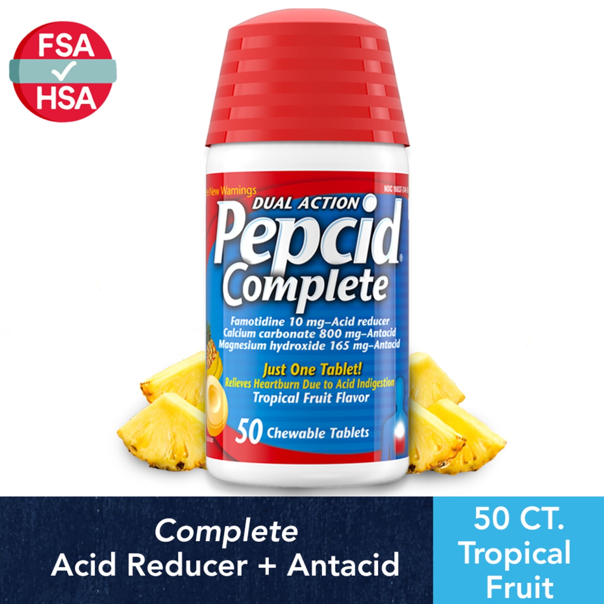 PEPCID COMPLETE CHEWS TROP FRUIT 50CT