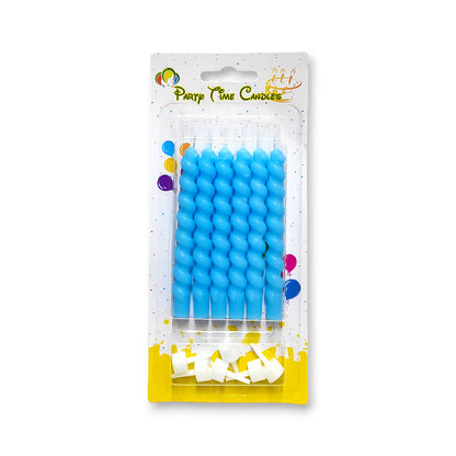 CANDLE SPIRAL BDAY BLUE 24CT