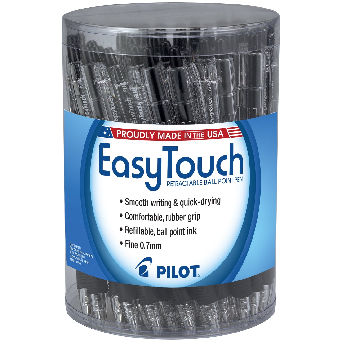 Pilot EasyTouch Retractable Ball Point Pens, Medium Point (1.0mm), Black, 2 Count