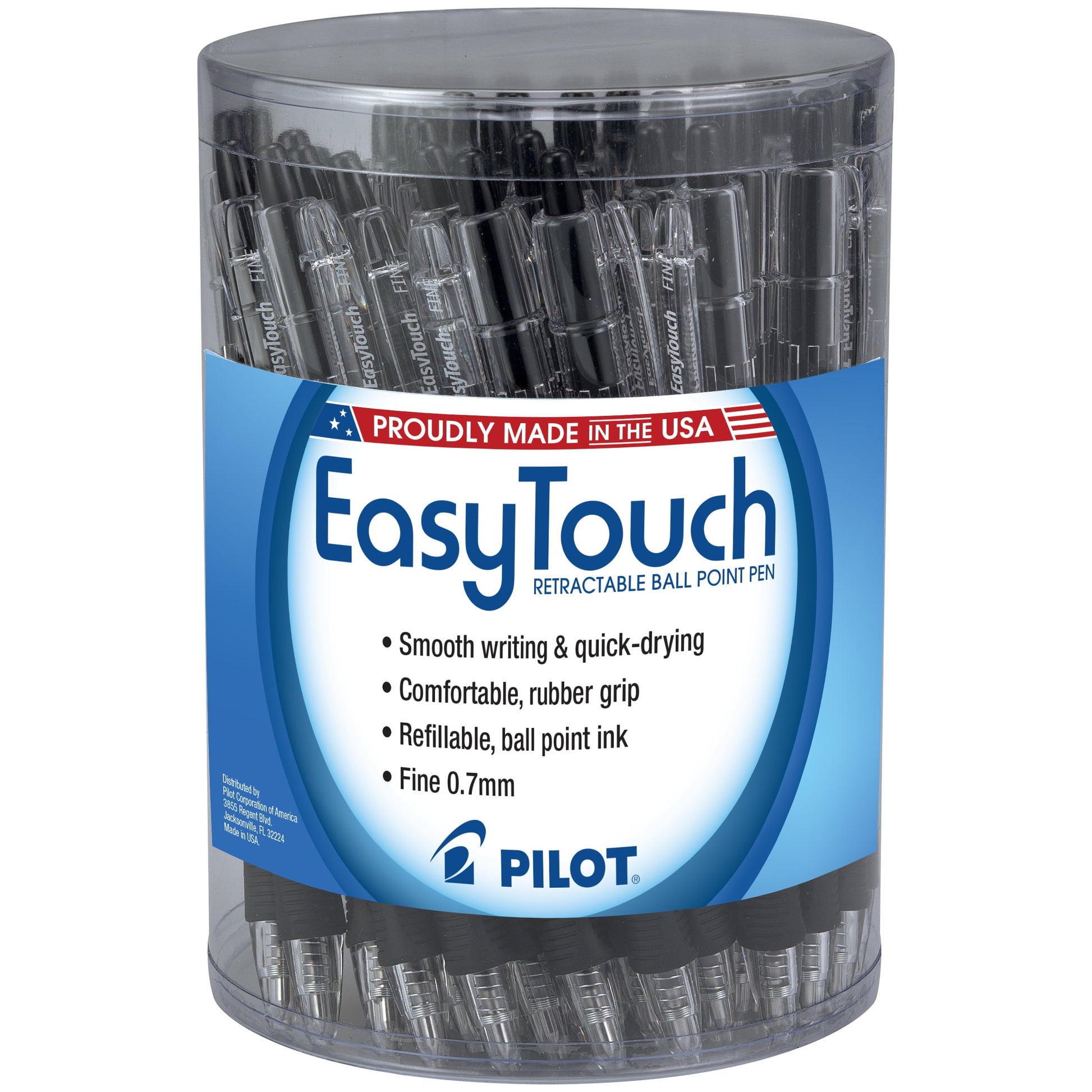 Pilot EasyTouch Retractable Ball Point Pens, Medium Point (1.0mm), Black, 2 Count