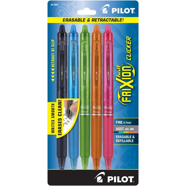 Pilot FriXion Clicker Erasable Gel Ink Pens, Fine Point (0.7mm), Blue, 2 Count