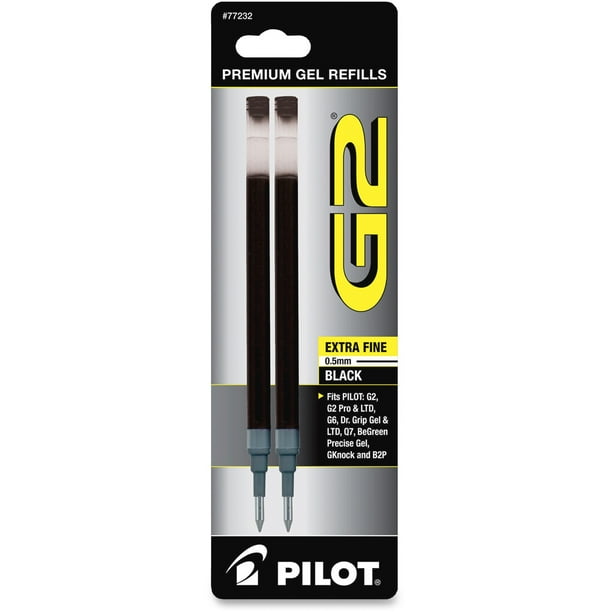 Pilot Gel Ink Refills, for G2, Dr. Grip, G6, Q7, Fine Point (0.7mm), Black, 2 Count
