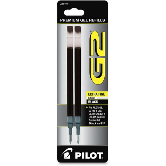 Pilot Gel Ink Refills, for G2, Dr. Grip, G6, Q7, Fine Point (0.7mm), Black, 2 Count