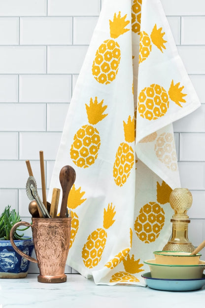 MUkitchen Designer Print 100% Cotton Towel - Pineapple Medley, 20"x30"