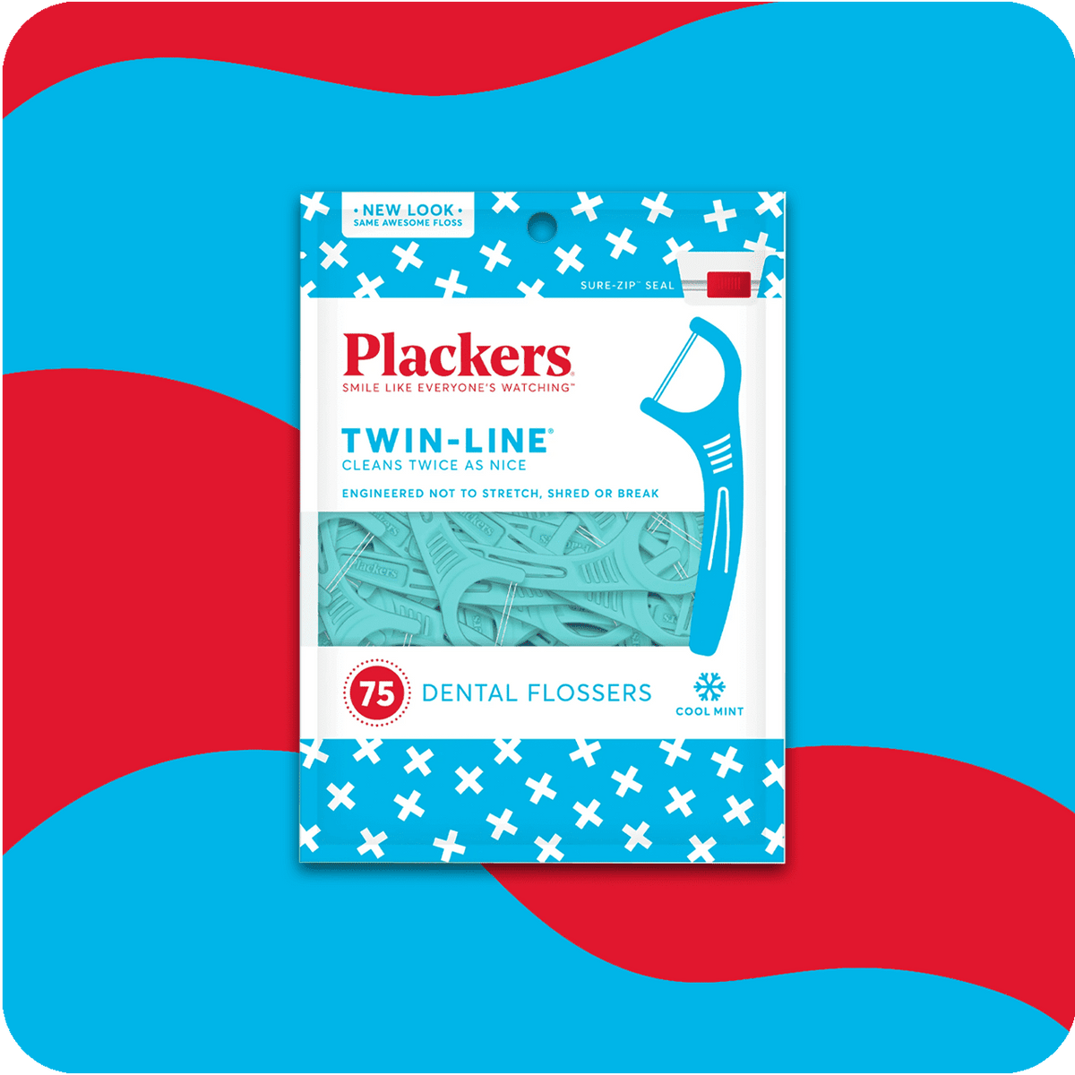 Plackers Twin-Line Floss Picks Cool Mint 75 Count