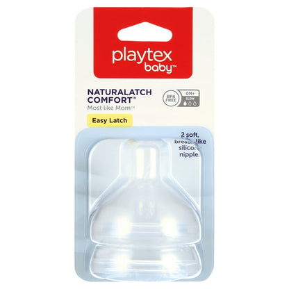 Playtex Baby NaturaLatch Silicone Baby Bottle Nipples Slow Flow, 2 pack