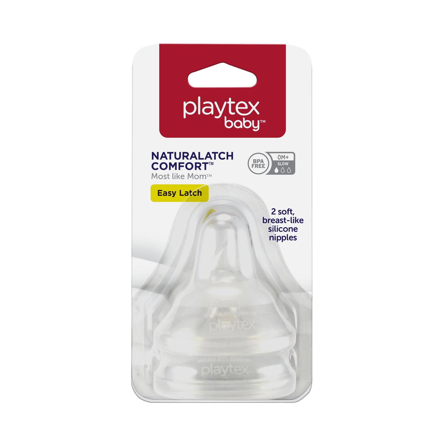 Playtex Baby NaturaLatch Silicone Baby Bottle Nipples Slow Flow, 2 pack