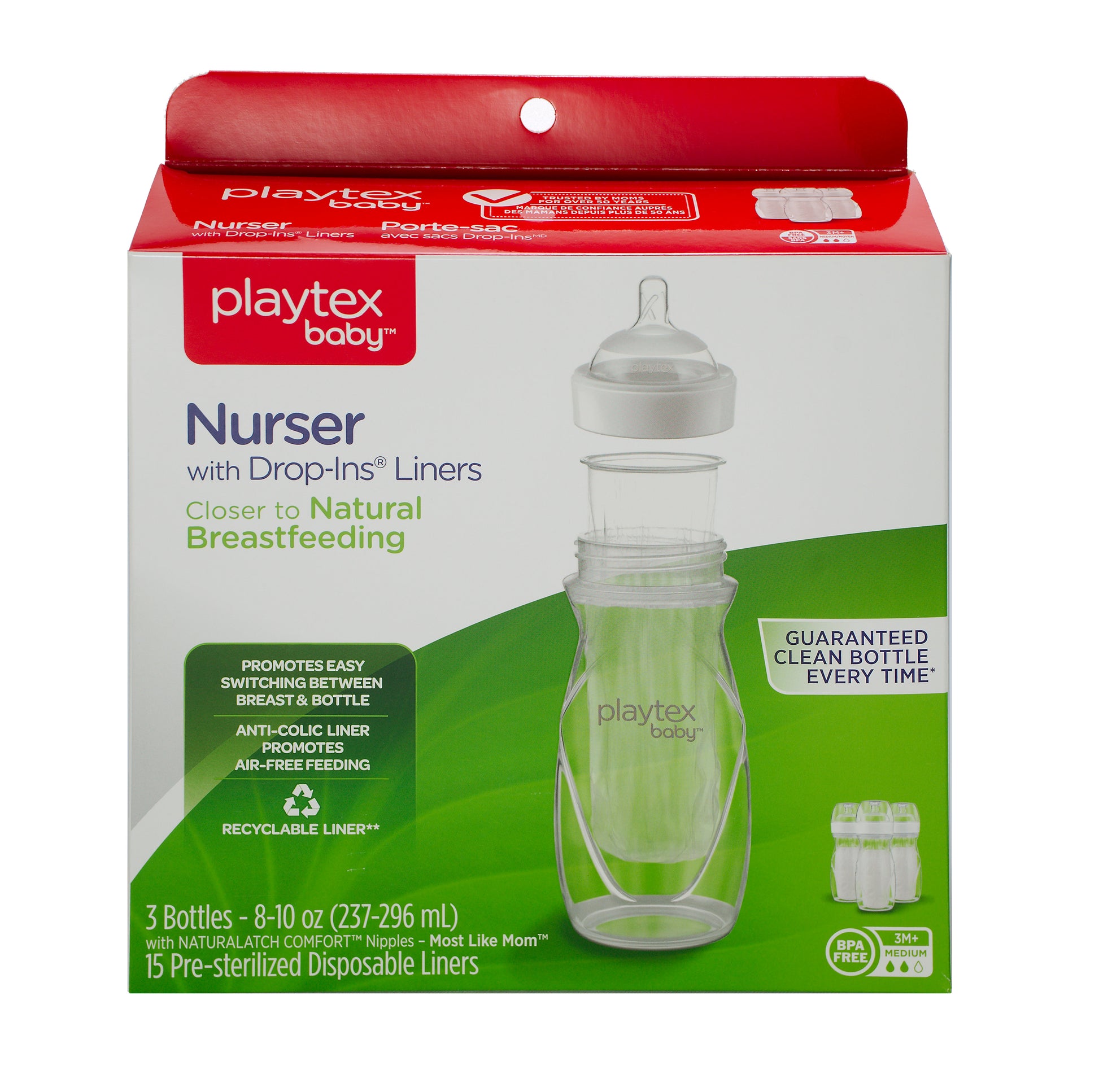 Playtex Baby Nurser Bottles with 5 Liners 8.0 OZ