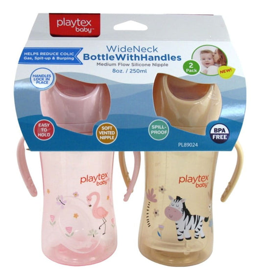 Playtex Baby Wide Neck Bottle W/ Handles 2 Pack 8oz